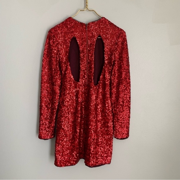 Urban Outfitters Kimchi blue sequin open back mini dress Taylor Swift red - Picture 3 of 7